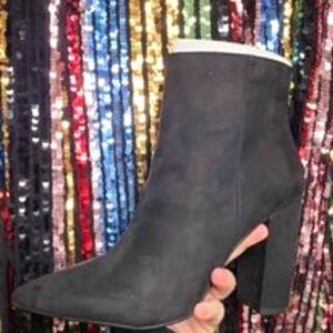 Black suede block boot